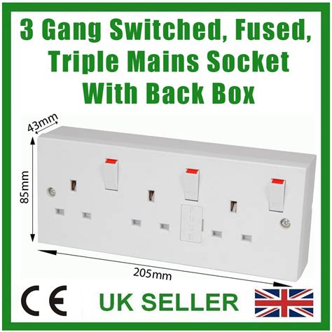 triple socket metal back box|three gang wall socket.